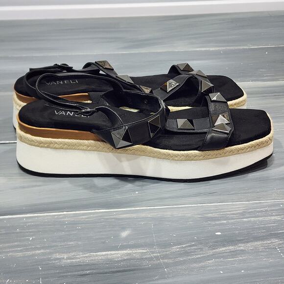VANELi Edrys Studded Sandals Espadrille Platform Black Size 10.5 Narrow - Picture 8 of 15